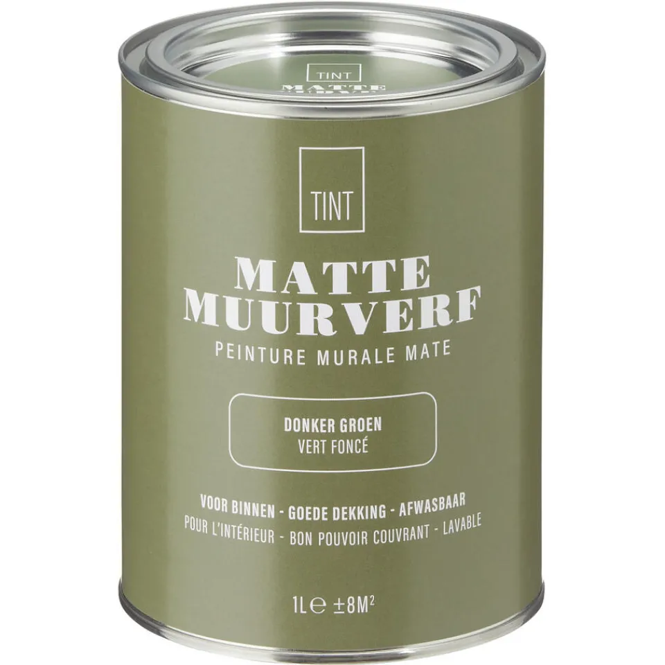 Kwantum Muurverf Mat Donker Groen 1 L | Muurverf