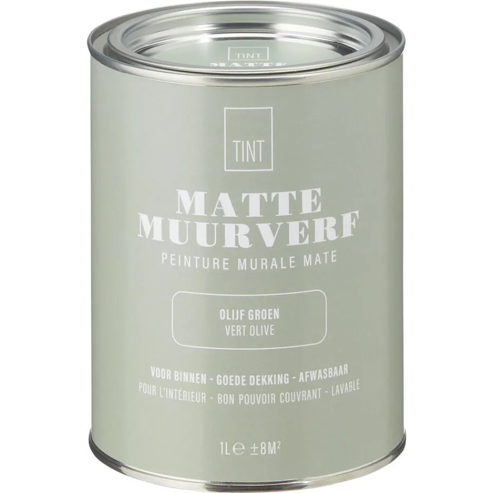 Kwantum Muurverf Mat Olijf Groen 1 L | Muurverf